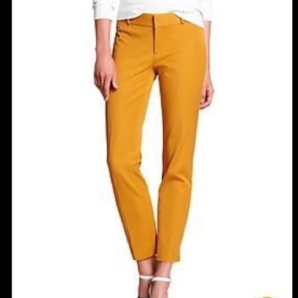 Banana Republic Martin Fit Mustard Slim-Straight Work Pants Size 6 - Picture 1 of 7